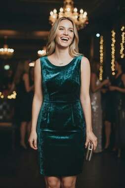 Vintage 90s Teal Velvet Scoop Neck Fitted Mini Dress